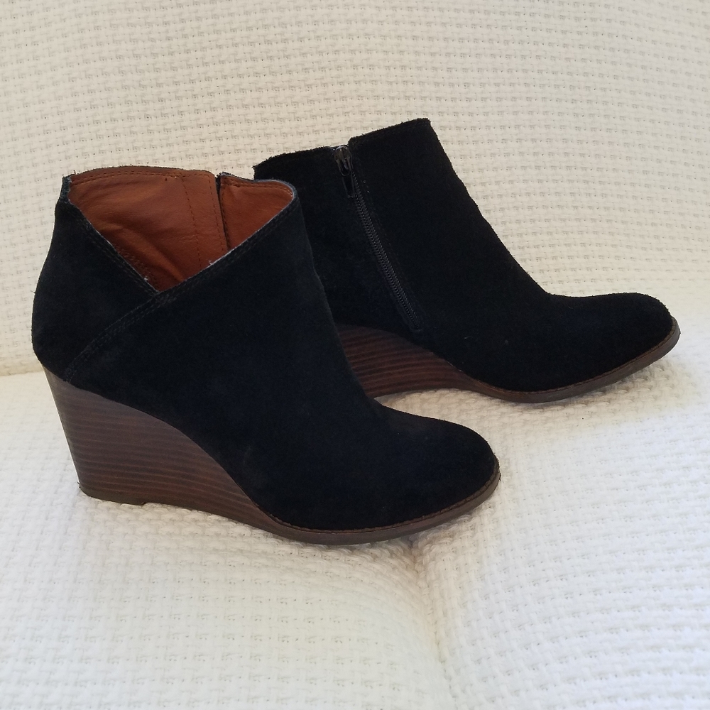 Lucky Brand Black Wedge Boot - Size 8
